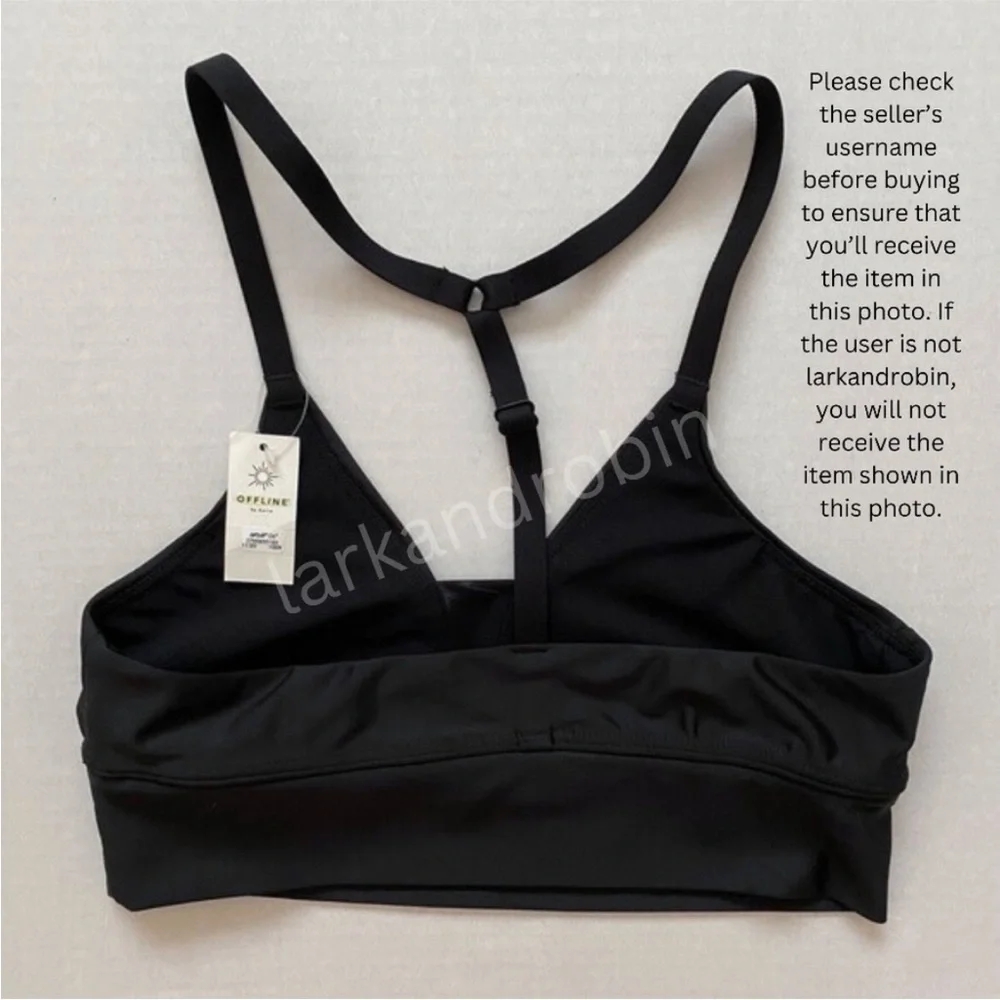 NEW Offline by Aerie American Eagle Shine Racerback Sports Bra Black Small